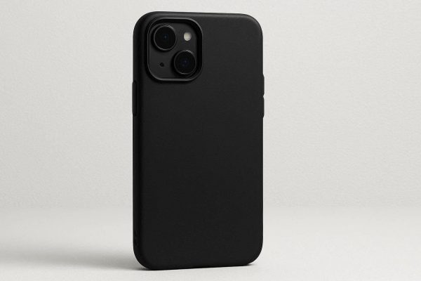 Solid Black Slim Fit Phone Case Shockproof Cover for iPhone 16