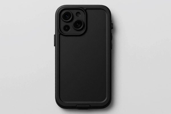 Solid Black Waterproof Phone Case for iPhone 15 Pro